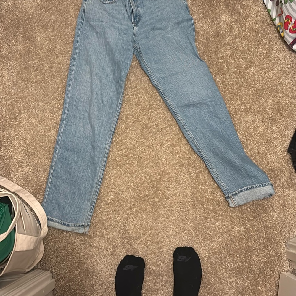 New Abercrombie & Fitch Blue curve love mid rise straight jeans